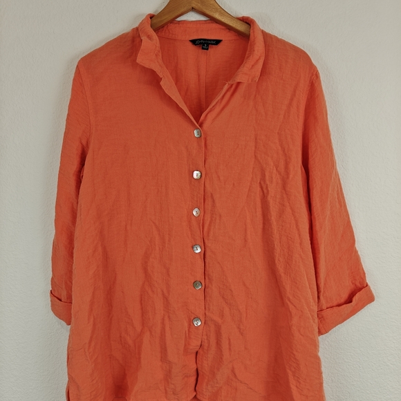 John Mark Nwot Coral Button Up 3/4 Sleeves Blouse Size Small Women's - Picture 3 of 13